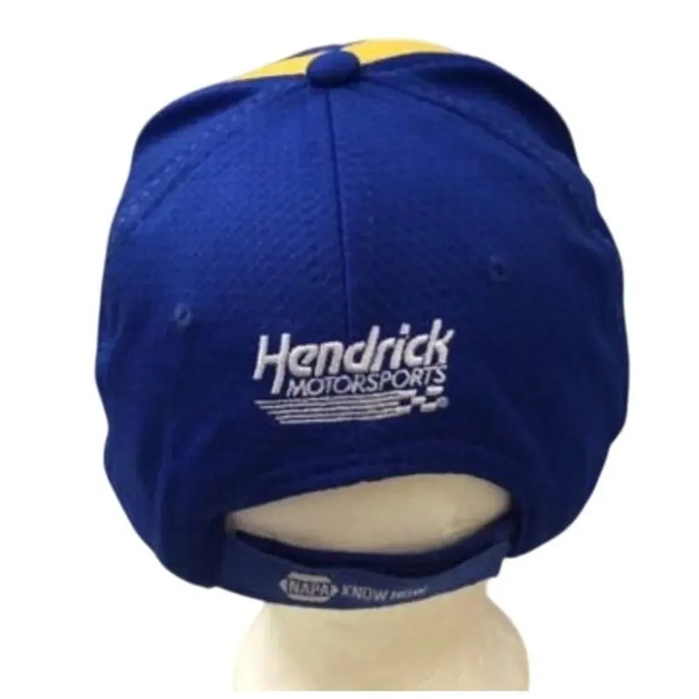 Napa Racing #24 Chase Elliot Hendrick Baseball Hat Blue Yellow Signature