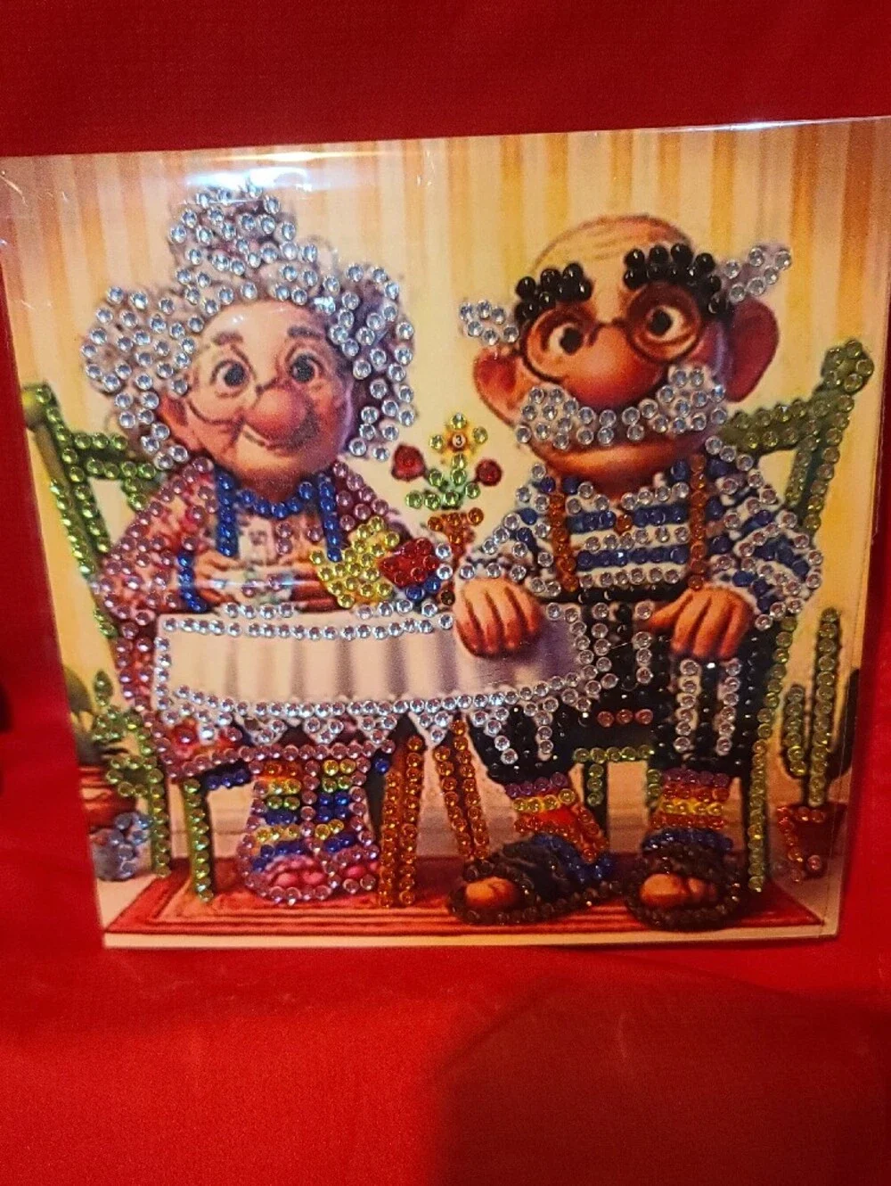 Whimsical Grandparents Diamond Art TWO Greeting Cards- NWT