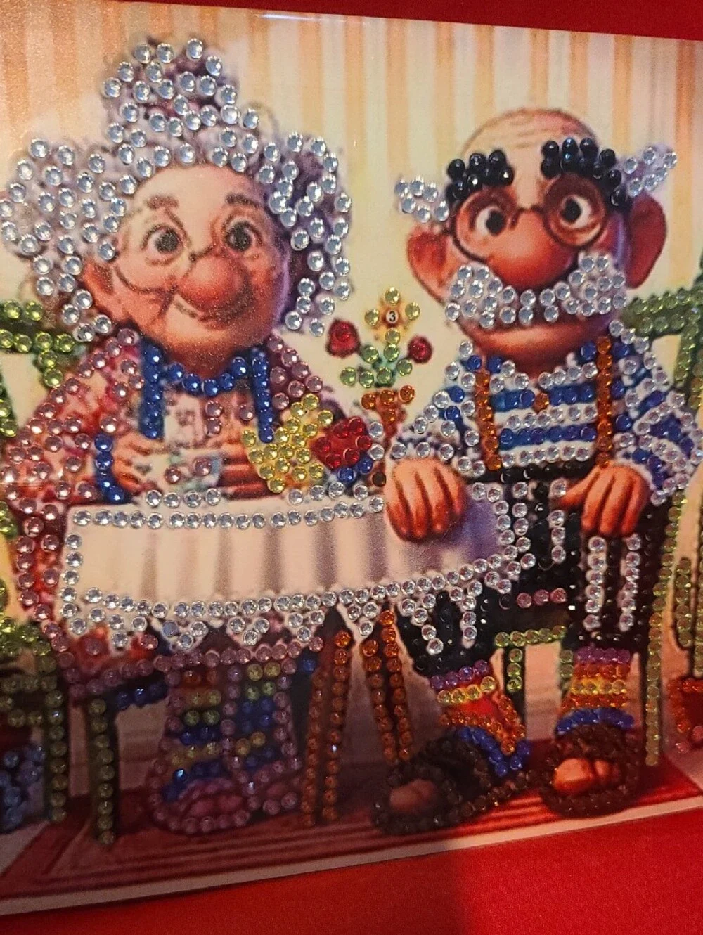 Whimsical Grandparents Diamond Art TWO Greeting Cards- NWT