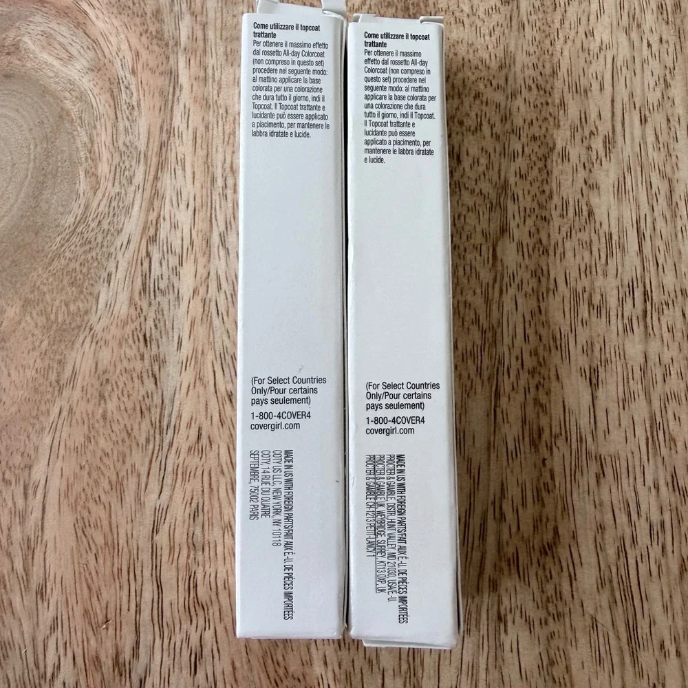 Set of 2 Covergirl Outlast Moisturizing Topcoat Clear Lip Balm 0.06 oz Each