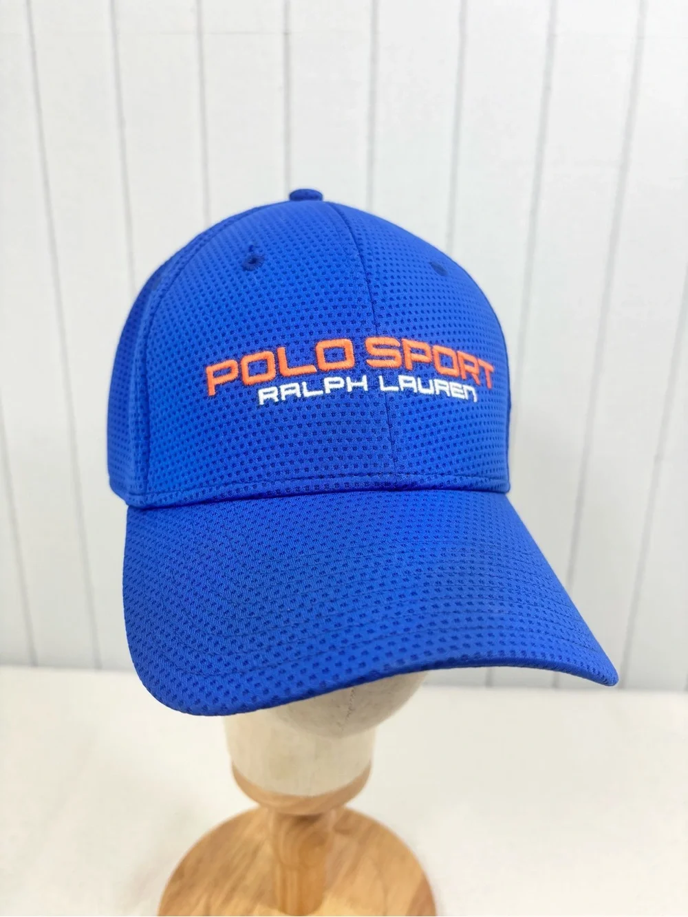 Ralph Lauren Polo Sport Royal Blue Mesh Baseball Cap with Orange Logo Size M/L