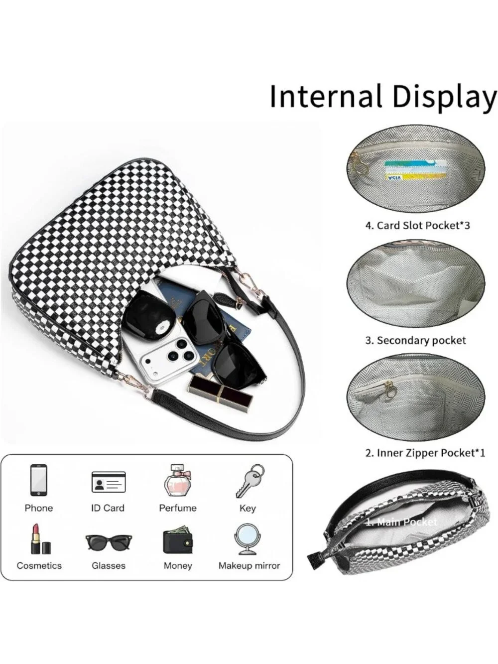 Chic Black Vegan Leather Woven Shoulder Bag, Slouchy Hobo Crossbody Tote