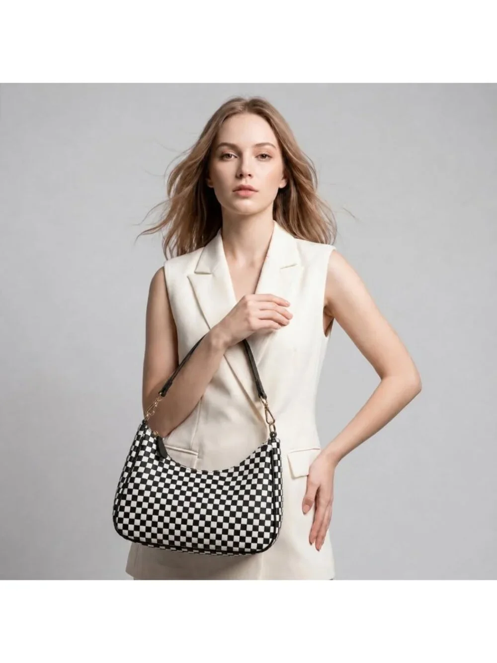 Chic Black Vegan Leather Woven Shoulder Bag, Slouchy Hobo Crossbody Tote