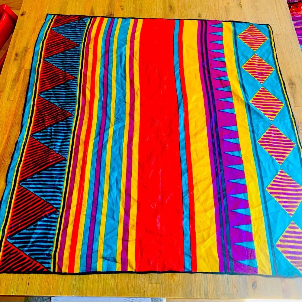Japanese Silk Square scarf  SUNKYUNG Colorful Geometric Pattern