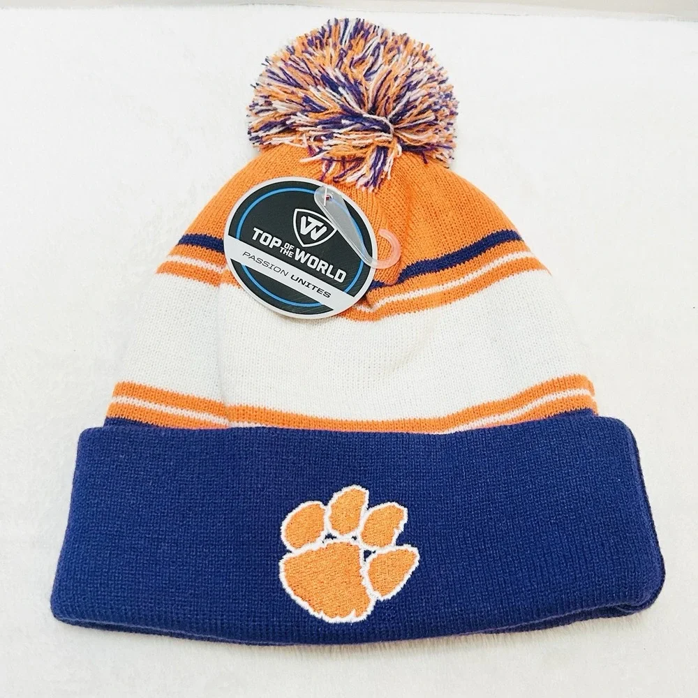 Top of the World Clemson Tigers‎ Beanie Hat Cap Knit Cuffed Pom Pom NCAA Orange