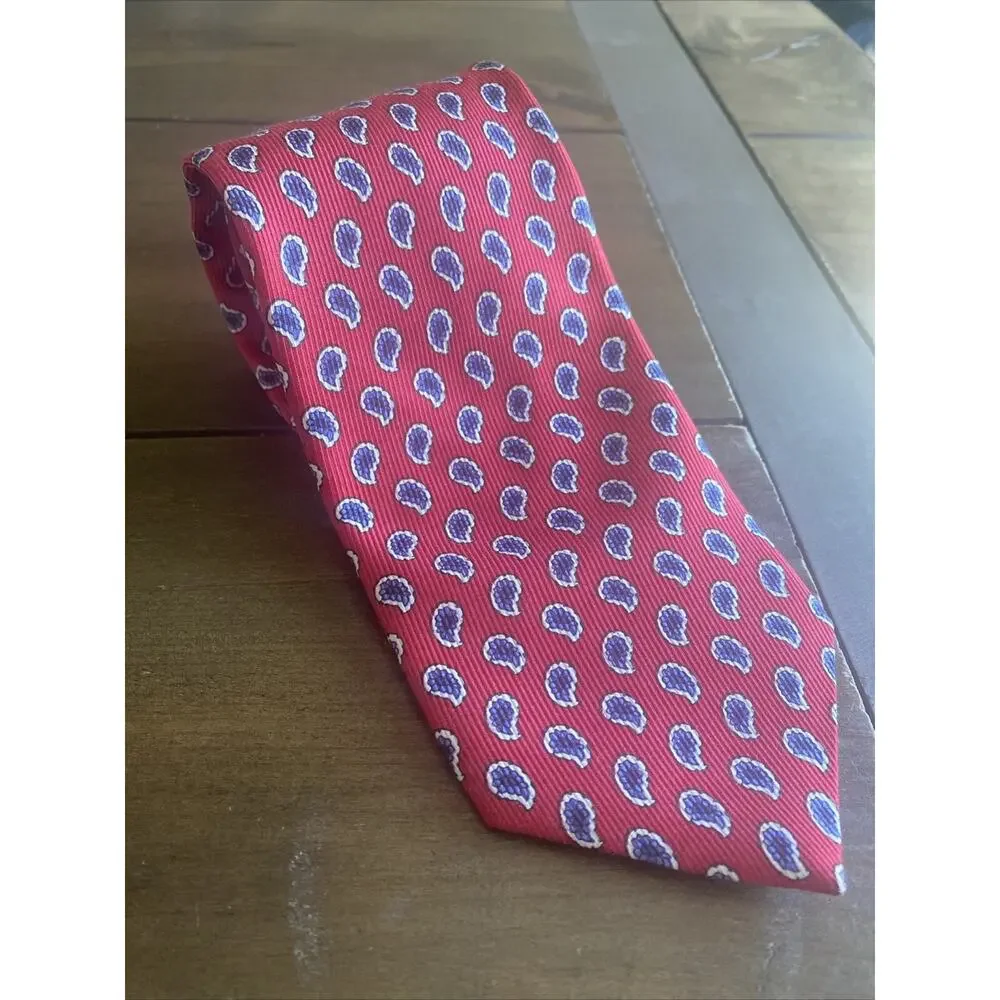 Brooks Brothers All Silk Mens‎ Neck tie Red Blue Paisley Irregular