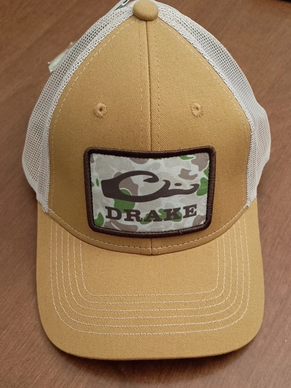 Drake Gold and White Camo Patch Trucker Hat