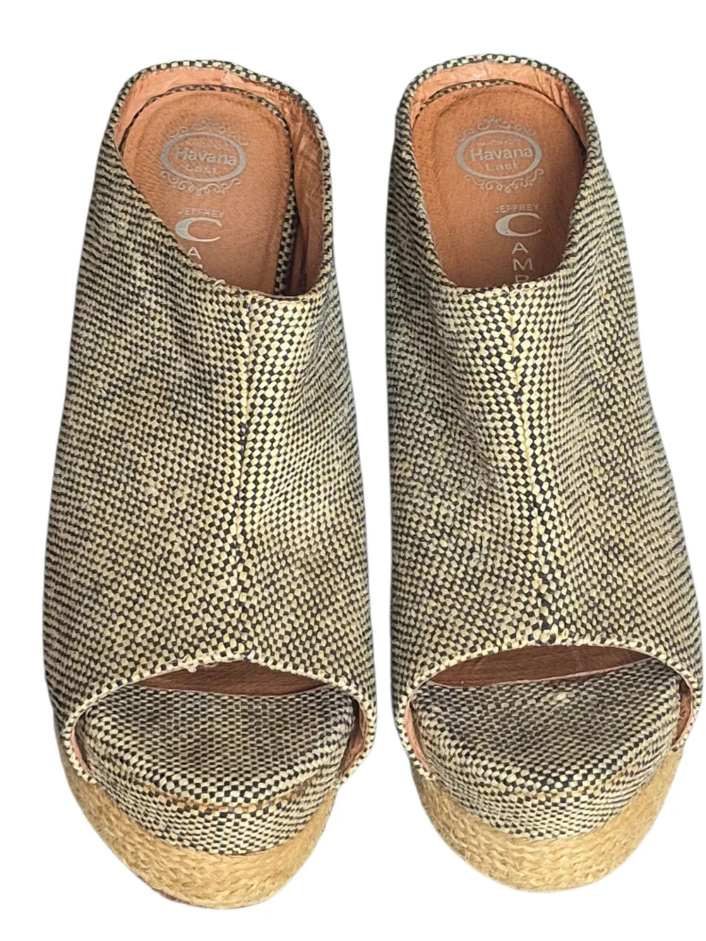 Vintage Jeffrey Campbell Havana Last Woven Jute Peep Toe Platform Wedge 10M Boho