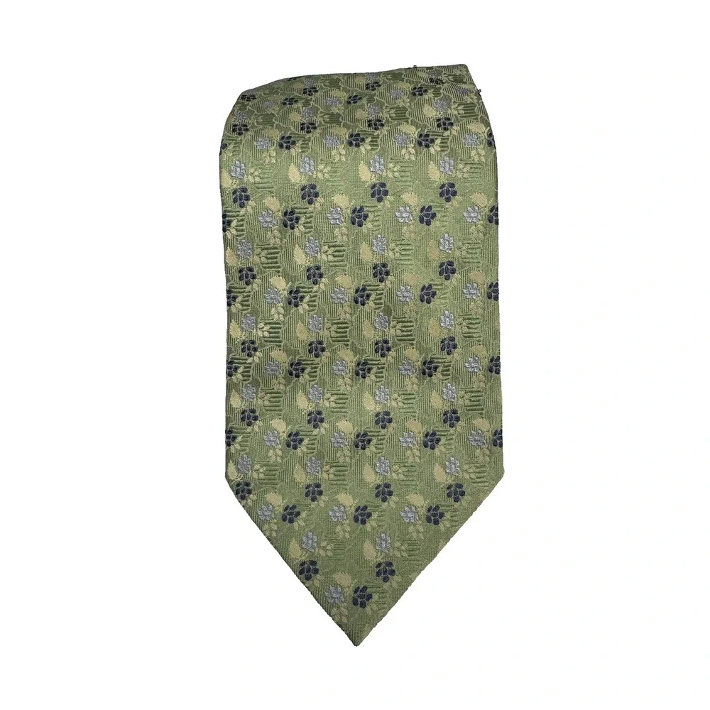 Villa Bolgheri Tie Mens Green Blue Floral Silk Made in Italy Dressy Neckwear