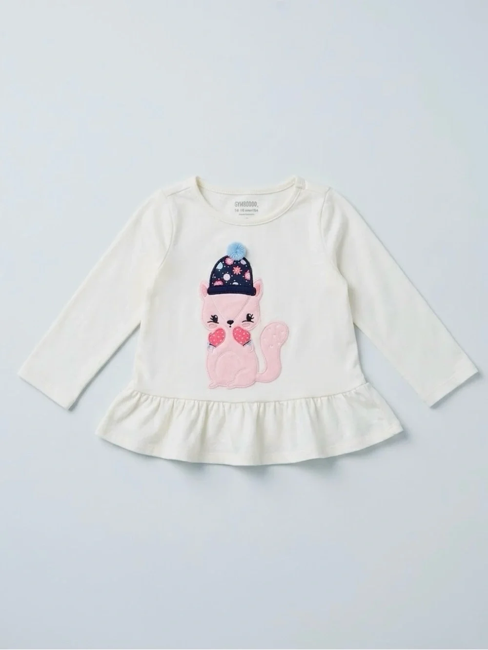 Gymboree Baby Girls 12-18M Pink Woodland Squirrel Peplum Top 100% Cotton