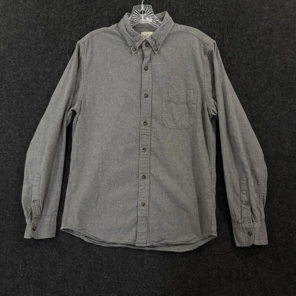 J.Crew Brushed Twill Shirt Men's Medium Gray Slim Fit Button Down Pocket Cotton