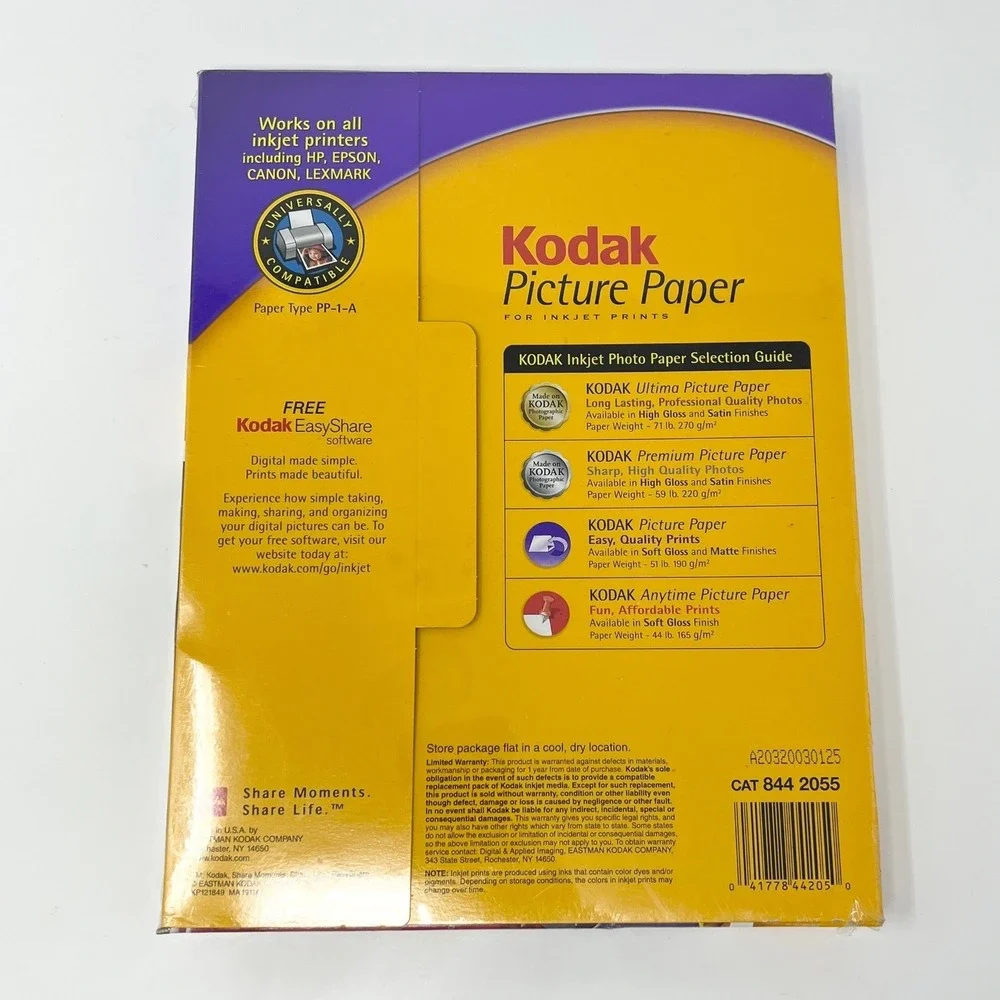 Kodak Ink 100 Sheets‎ Soft Gloss Picture Photo Paper 8 1/2 x 11 51 lb NEW