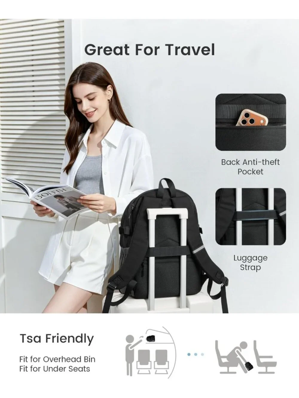 Stylish Laptop Backpack for Men & Women with Extra Large Tumbler Holder Pocket