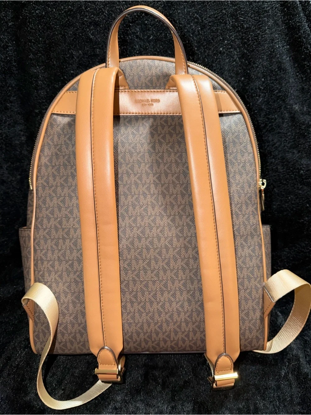 Michael Kors Brown Signature Canvas Backpack with Tan Trim