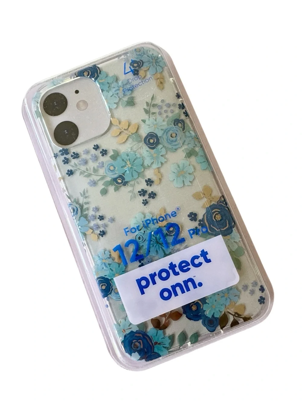 iPhone Case Blue Gold Foil Metallic Floral Brand New for iPhone 12/12 Pro