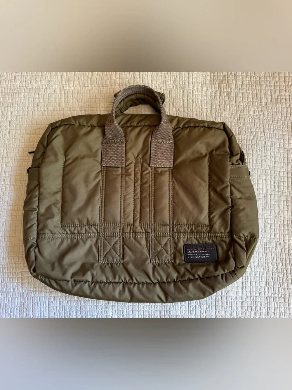 Marc by Marc Jacobs Olive Quilted Nylon Messenger bag