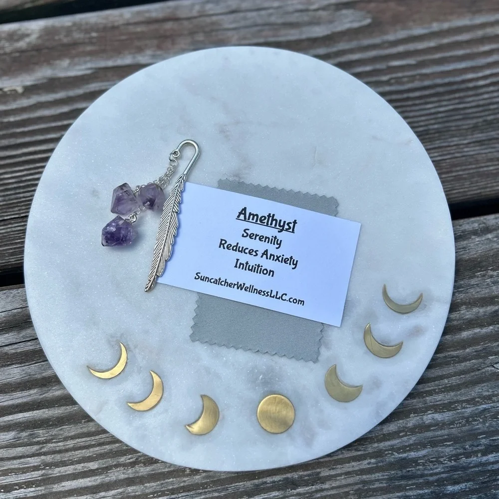 Amethyst Feather Mini Metal Bookmark
