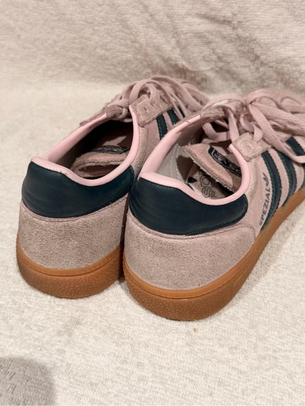 adidas Spezial Women's Suede Sneakers in Light Pink with Bl Stripes
