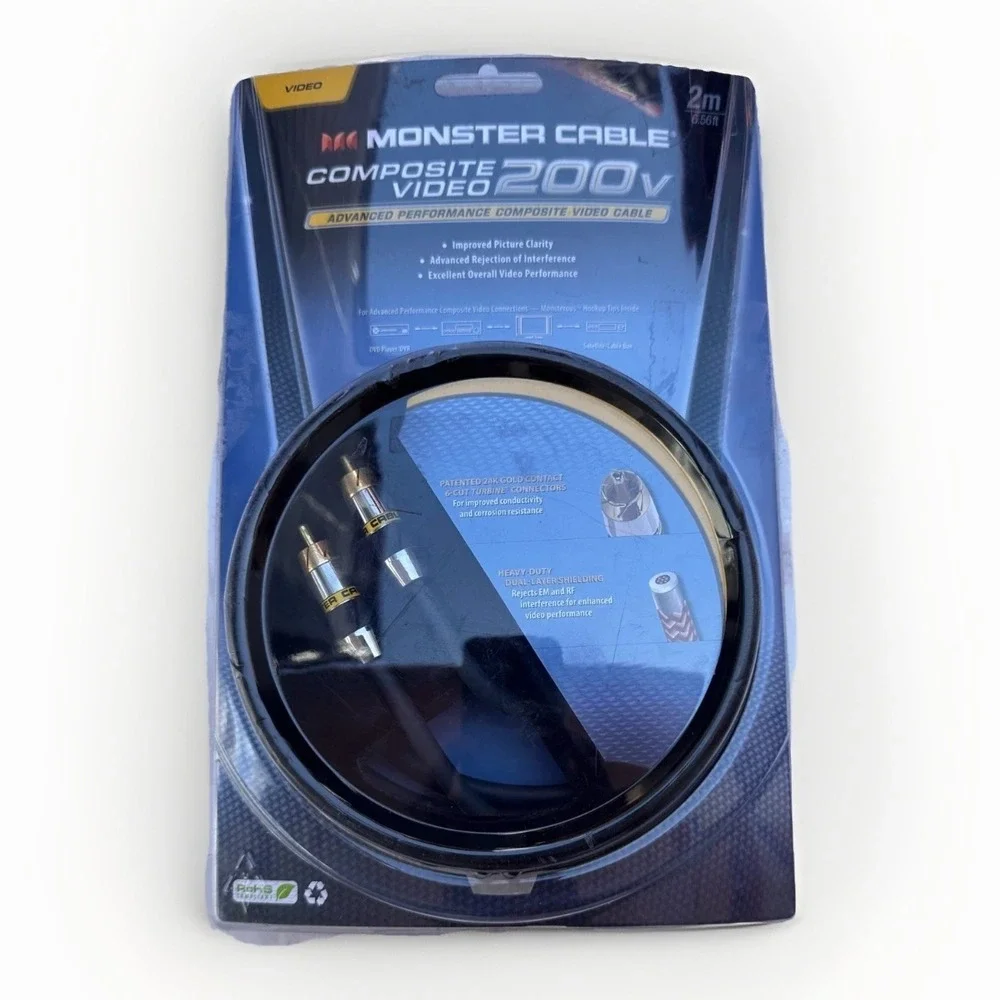 Monster Composite 200V Video Cable Dual Shielded 6-cut Turbine‎ Connectors 2m