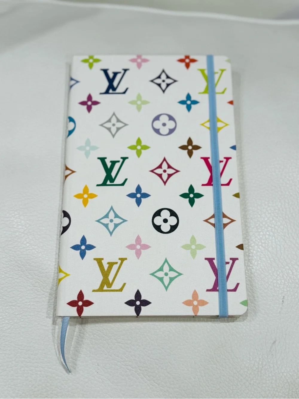 Louis Vuitton Multicolor Monogram Notebook New with Light Blue Elastic