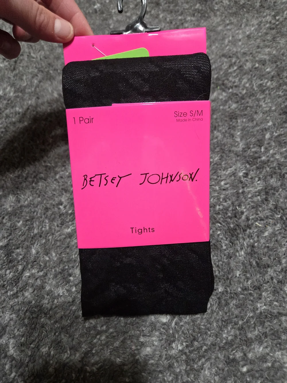 Betsey Johnson Black Sheer Patterned Tights - S/M