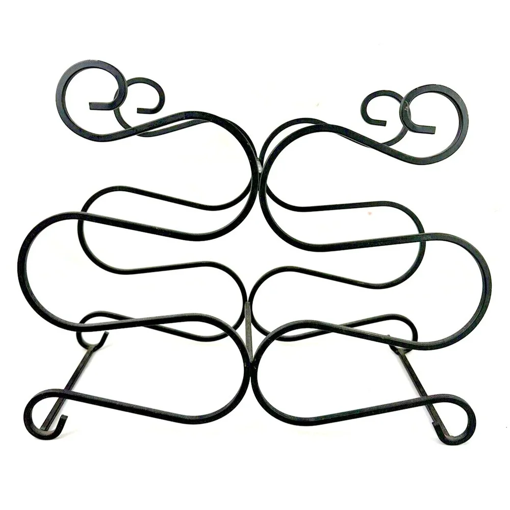 Wine Rack Black Metal Wrought Iron Counter/Table Top Holder Stand 6 Bottle