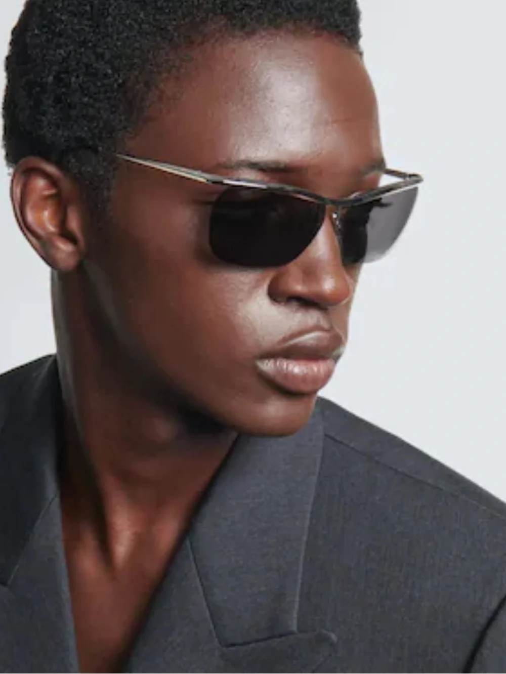 Celine Flat-Top Metal Sunglasses in Silver with Black Lenses