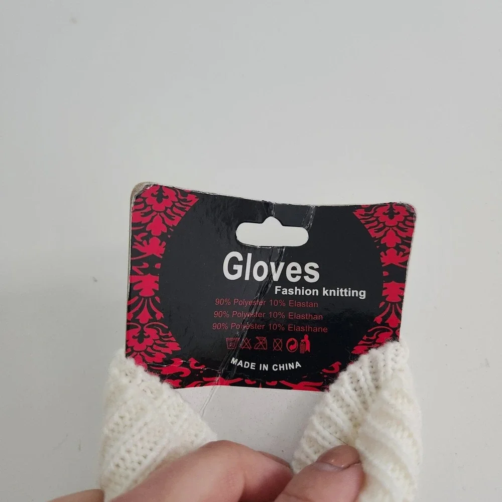 Cable Knit Long Arm Warmers‎ Fingerless Gloves Thumb Hole NEW