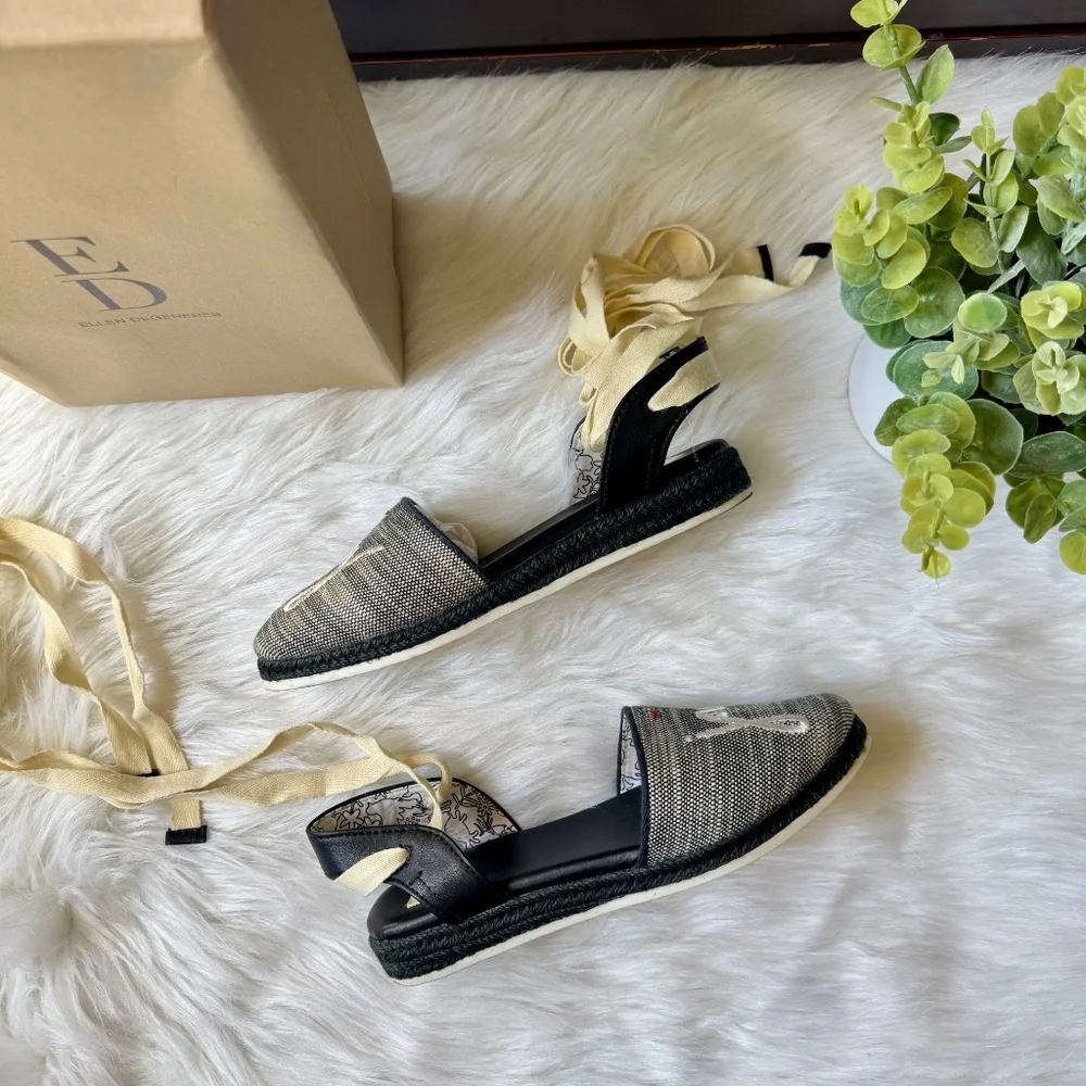 ED by Ellen DeGeneres Lourana‎ Ankle Wrap Black and White Espadrilles Size 7M