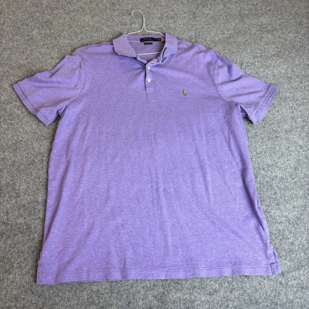 Polo Ralph Lauren Shirt Men's XL‎ Purple Short Sleeve Preppy Classic Brown Pony