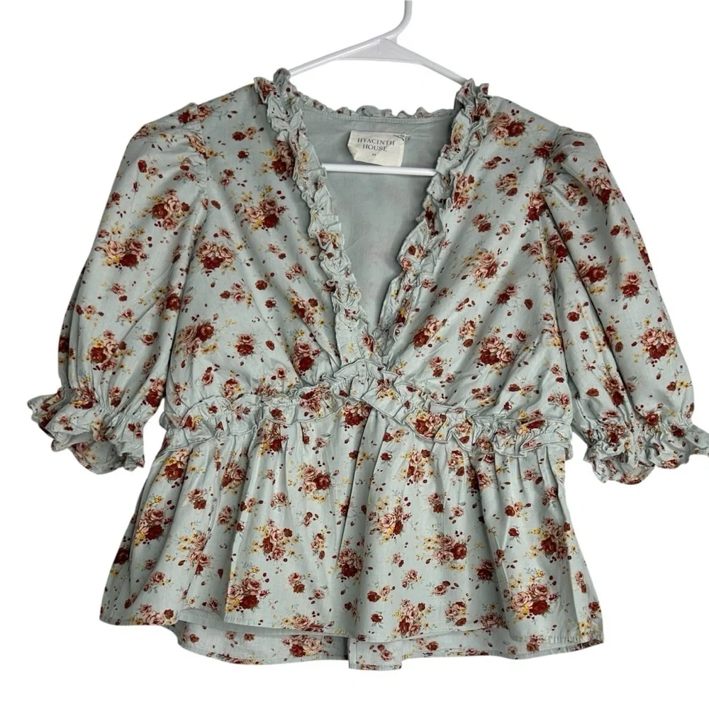 Hyacinth  Tuckernuck  Soft Floral  Women's  Peplum Romantic SZ  XS  Bohemian
