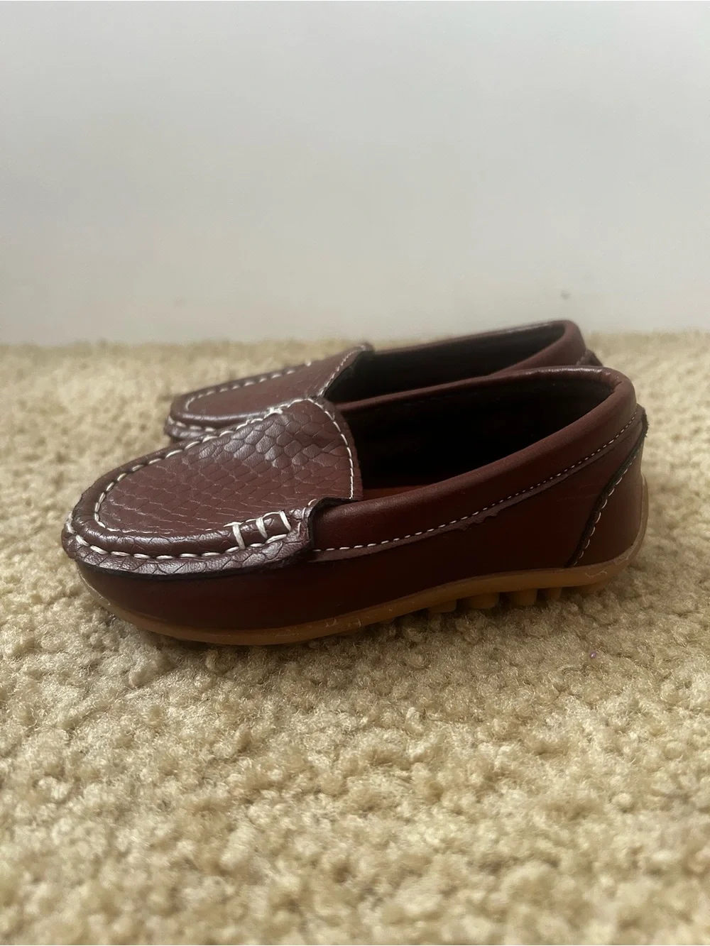 Kids Brown Slip-On Moccasin Loafers - Classic Style