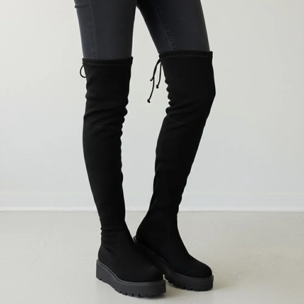 Stuart Weitzman Boots Chalet City Lug Sole Over The Knee Boots Size 9 Black
