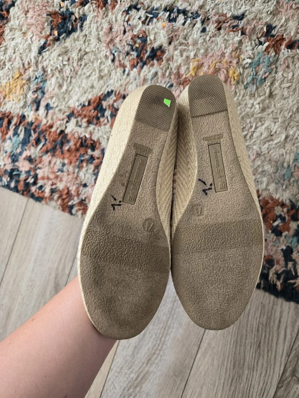 American Eagle Striped Espadrille Wedge Flats Multicolor Size 7.5