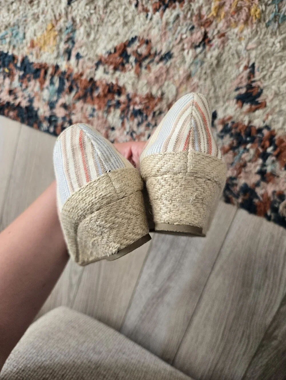 American Eagle Striped Espadrille Wedge Flats Multicolor Size 7.5