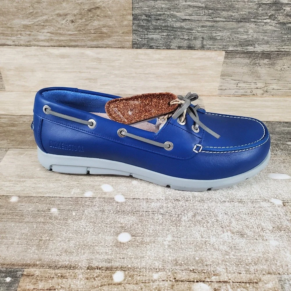 Birkenstock Tennessee Mens Sider Loafers Sz 9 Mid Blue Leather Regular Fit