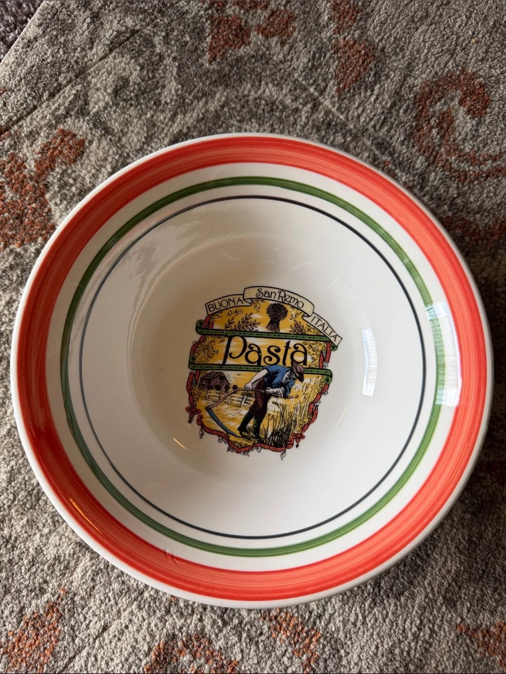 Vintage 1980s Himark San Remo Buona Italia Pattern Pasta Bowl