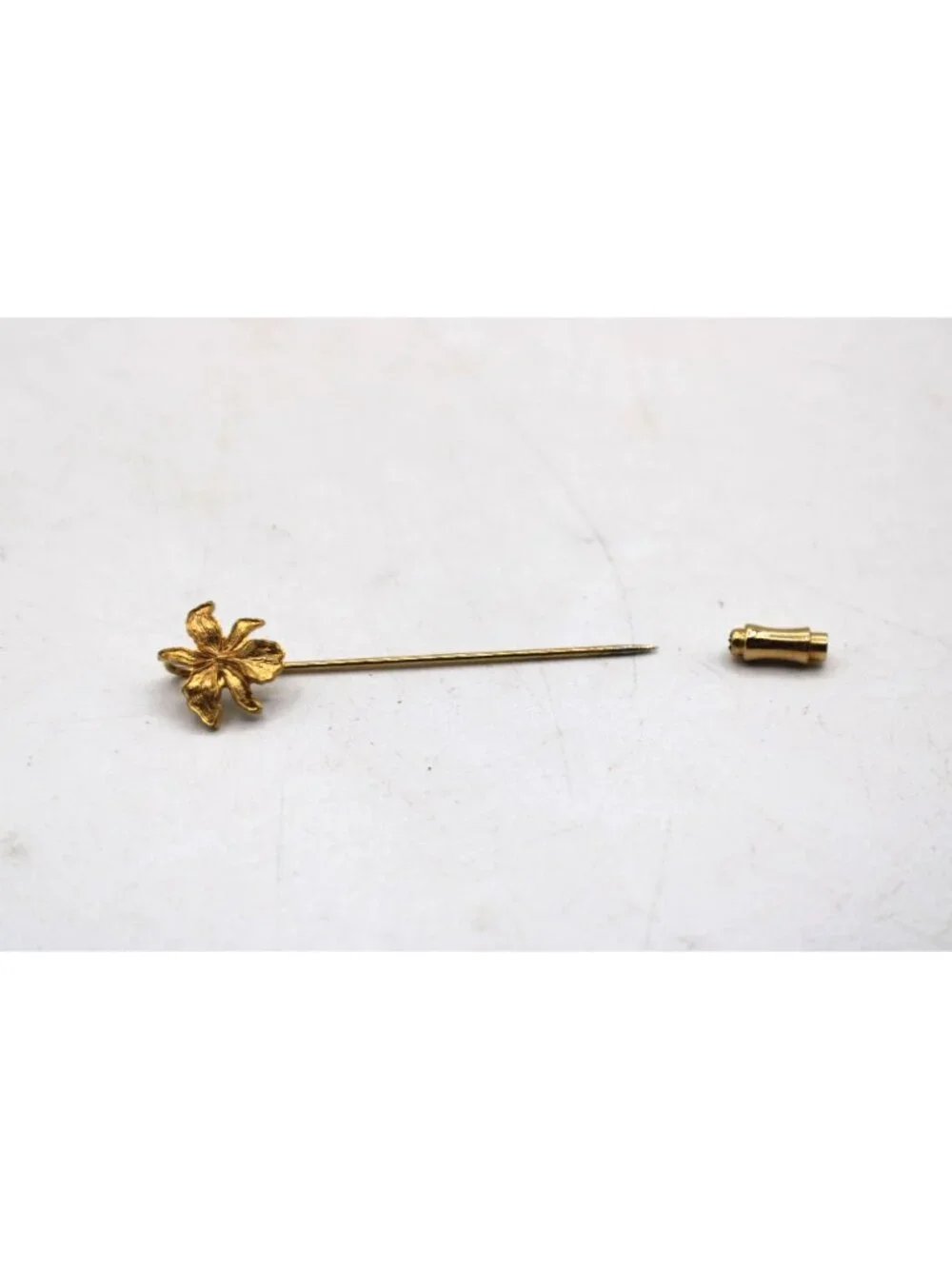 Vintage Gold Tone Lotus Flower Lapel Stick Pin Romantic MCM Hat, Scarf or Ties