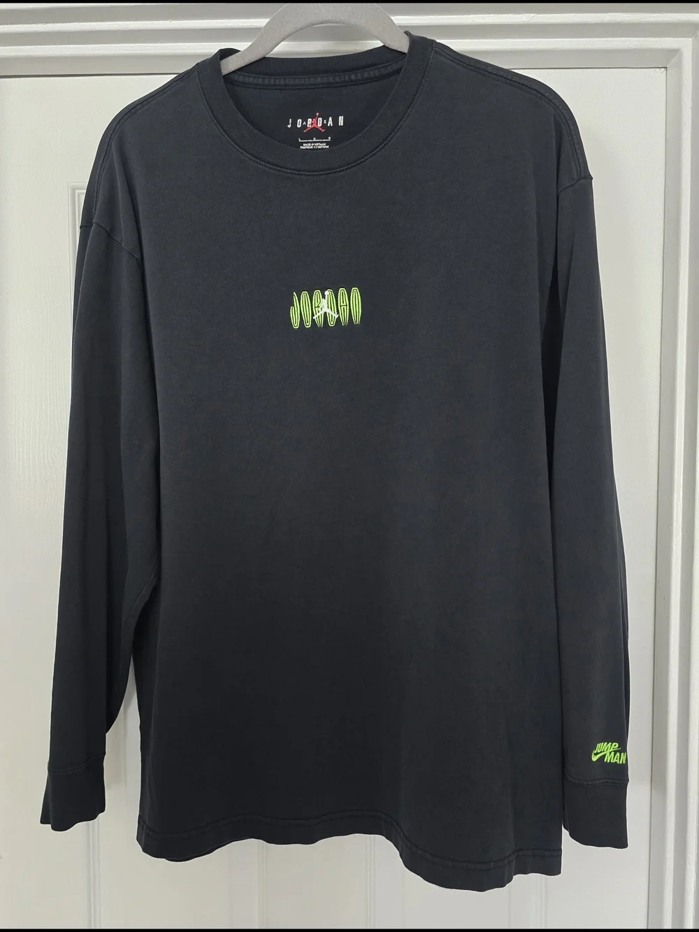 Nike Jordan Mens Flight MVP 85 Jumpman LS T-shirt 100% Cotton Black  Size Large