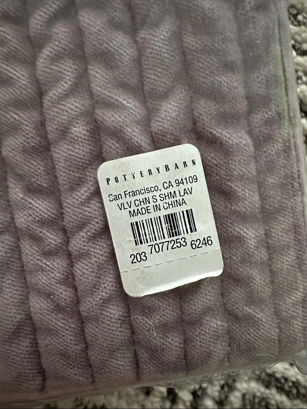Pottery Barn soft velvet