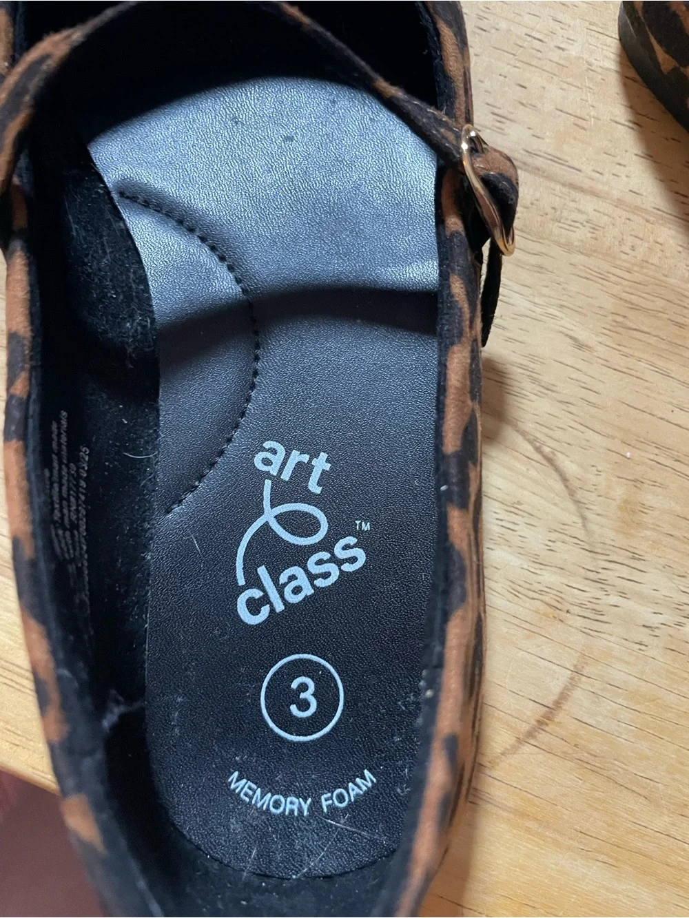 Youth Art Class Bronwyn Mary Jane ballet flat shoe black brown animal print 3