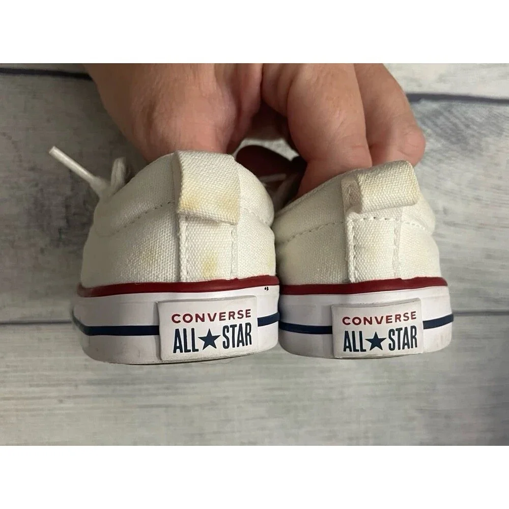 White Converse Slip On Toddler Shoes, Size 5
