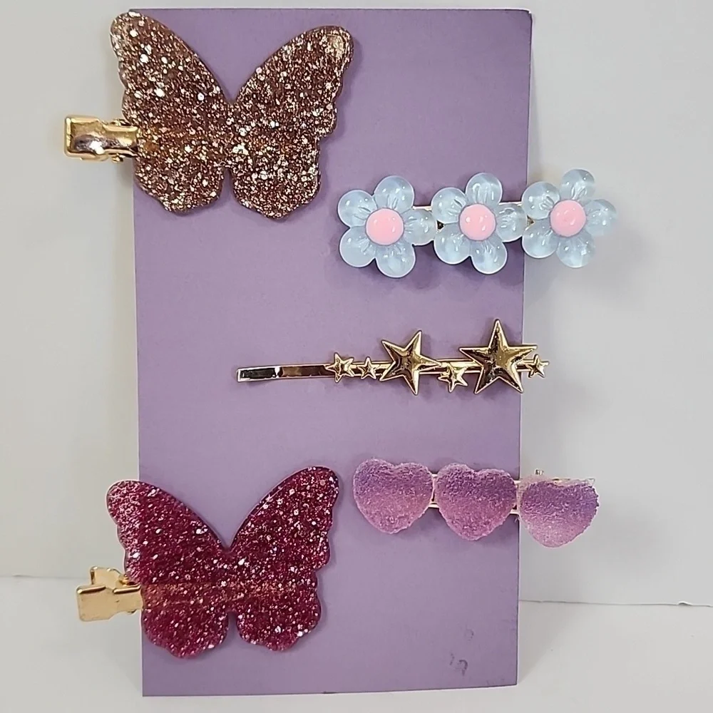 Unicorn Birthday Card + 5pc Hair Clip Set Burgoyne OS