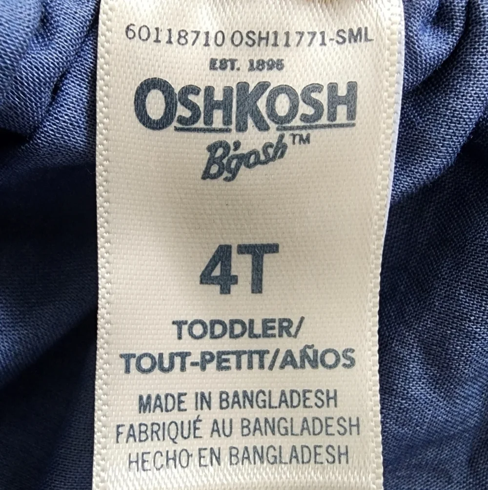 OshKosh B'gosh Blue Floral  Overall Toddler Dress Adjustable Straps Sz 4T (NWT)