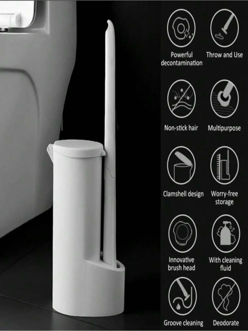 NEW Blue & White Toilet Brush Set with Replaceable Heads