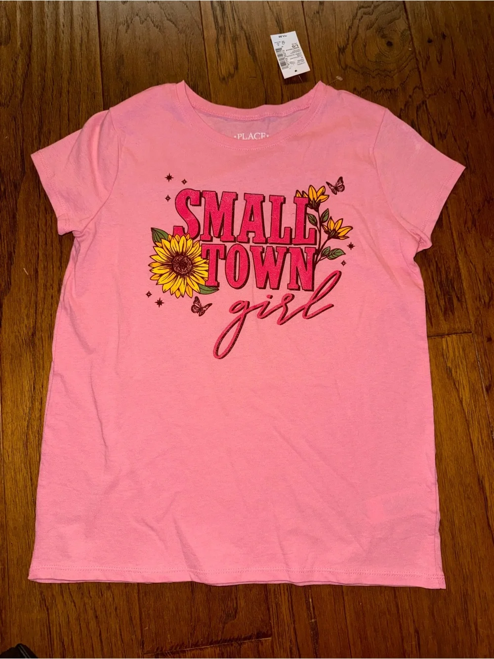 (10/12) Children’s Place Pink 'Small Town Girl' Graphic Tee with Sunflowers