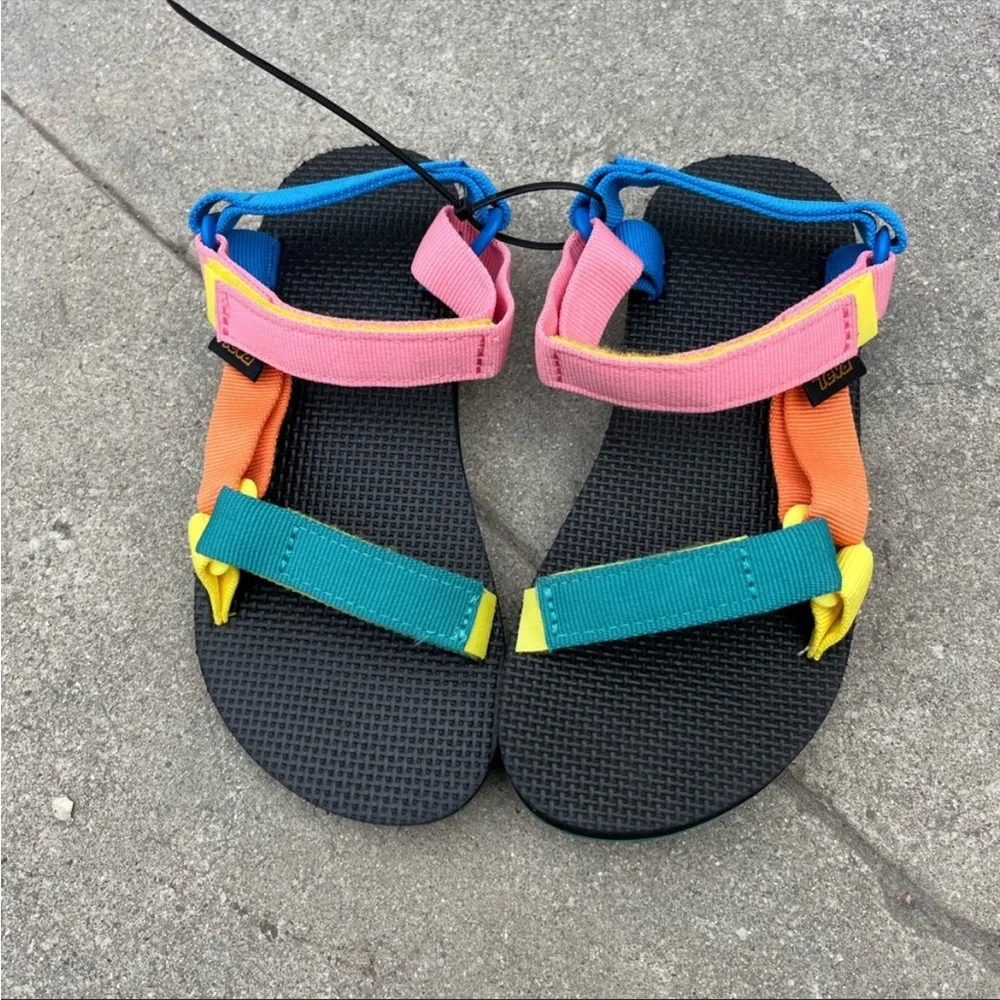 Teva Kids Multicolor Strap Sandals — Pink, Blue, Orange, Teal, Yellow
