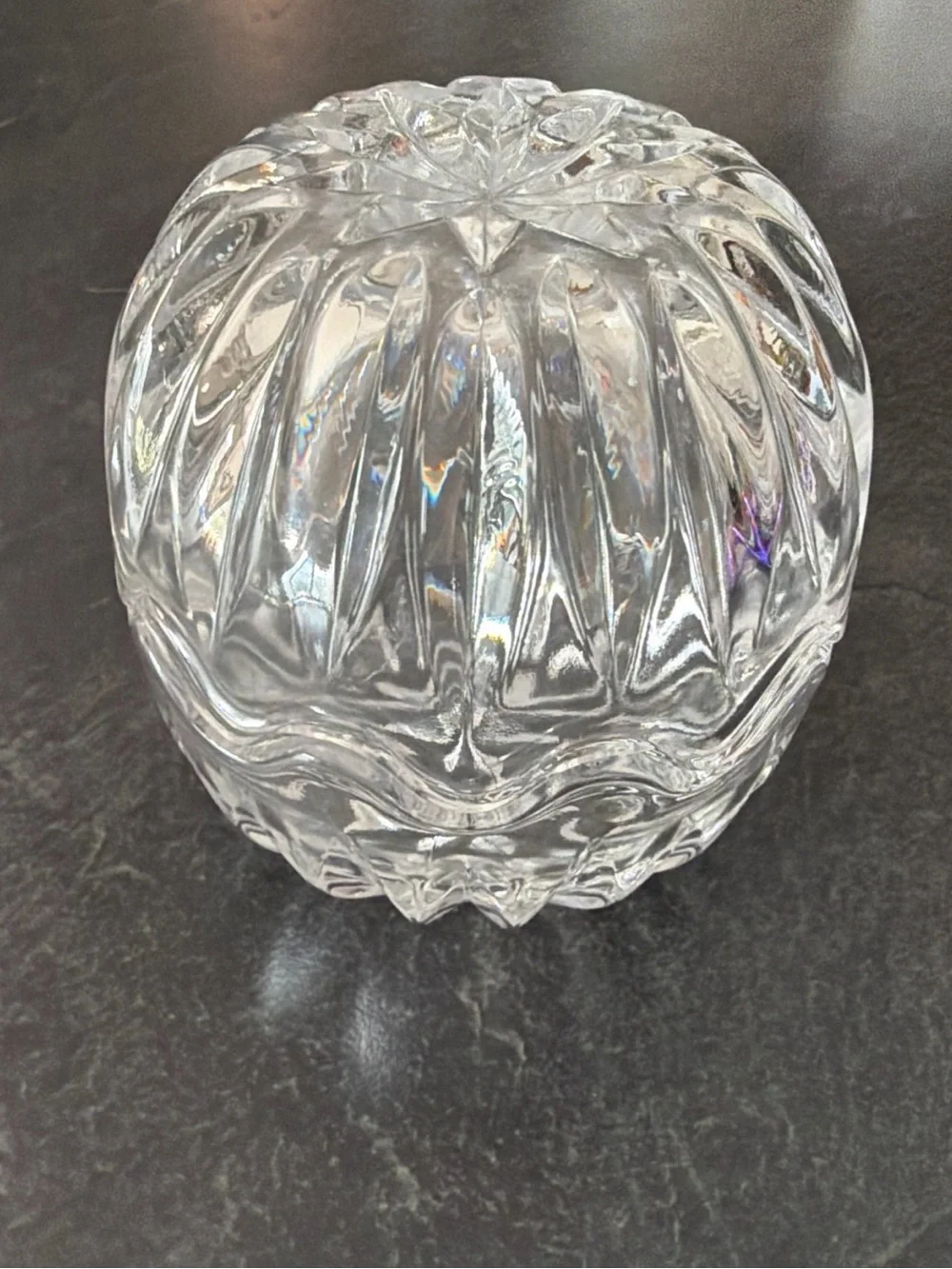 Clear Faceted Glass Trinket Jar