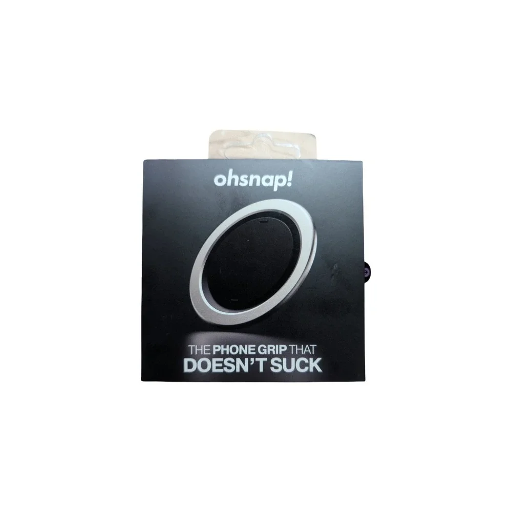 Aa1-O OhSnap‎ Magnetic Ultra Thin Grip & Stand w Magsafe Charge-thru Silver Fox