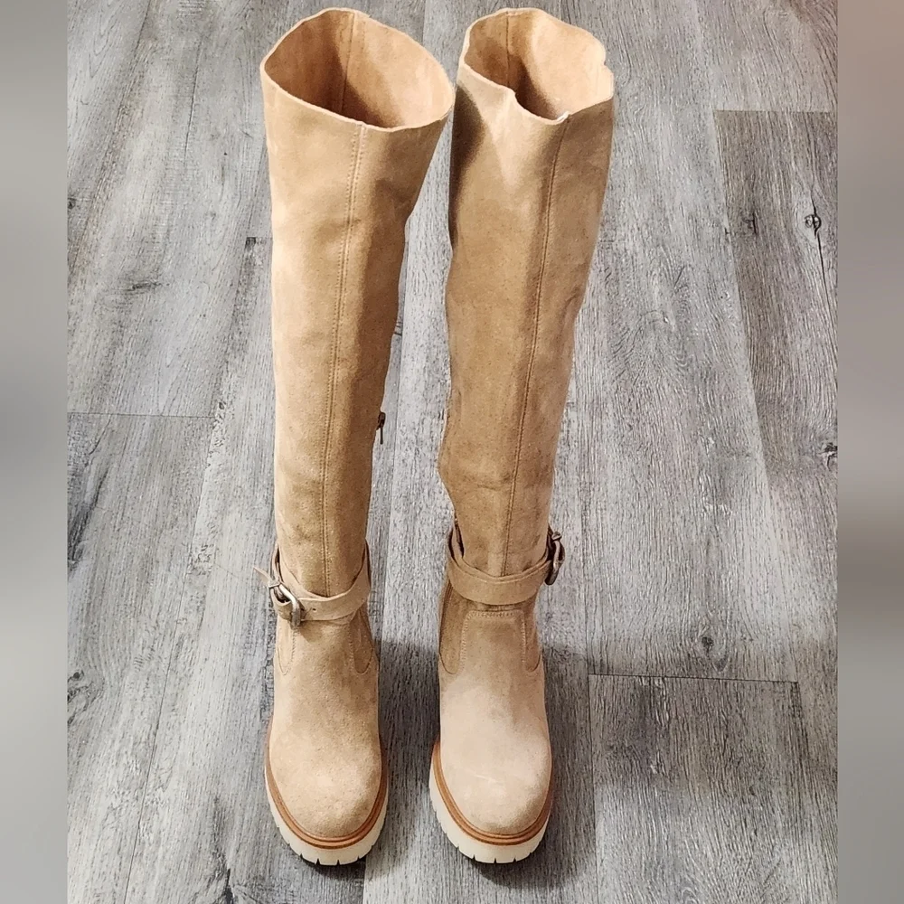 Free People Jasper Leather Platform‎ Over The Knee Tall  Boots